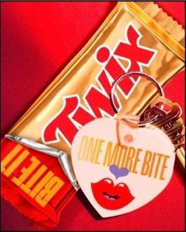 Twix bar with a ONE MORE BITE heart tag